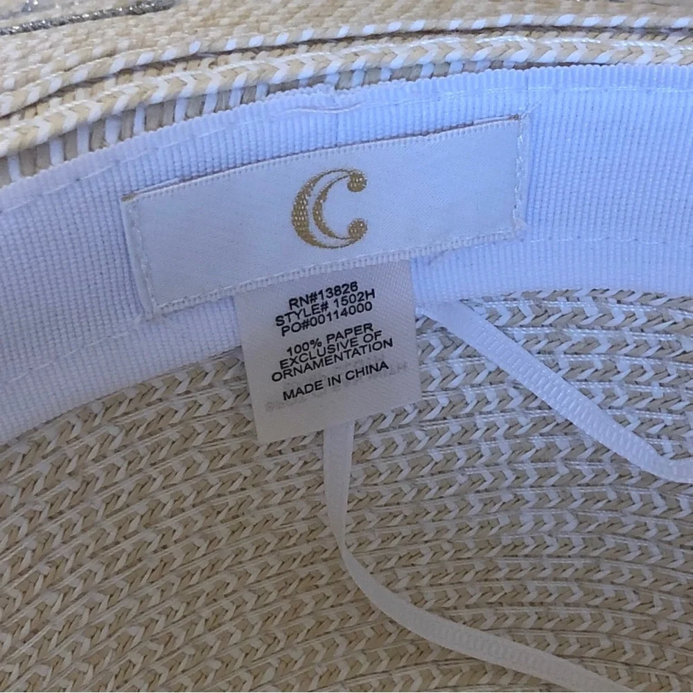 Cato Straw Hat with Silver Ribbon Rim - Picture 3 of 5